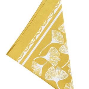 Ginkgo Leaf Bandana 100% Cotton Handkerchief Mustard Yellow Hand Screen Printed Soft and Washable Ginkgo Biloba image 5