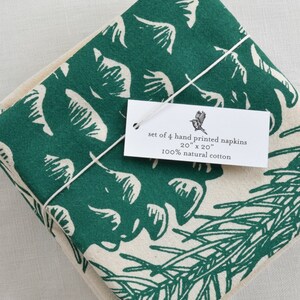 Pine Cone Cloth Napkins Organic Cotton Set of 4 Cotton Napkins Table Setting Organic Napkins Unpaper Towels Green image 4