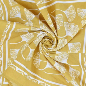 Ginkgo Leaf Bandana 100% Cotton Handkerchief Mustard Yellow Hand Screen Printed Soft and Washable Ginkgo Biloba image 7