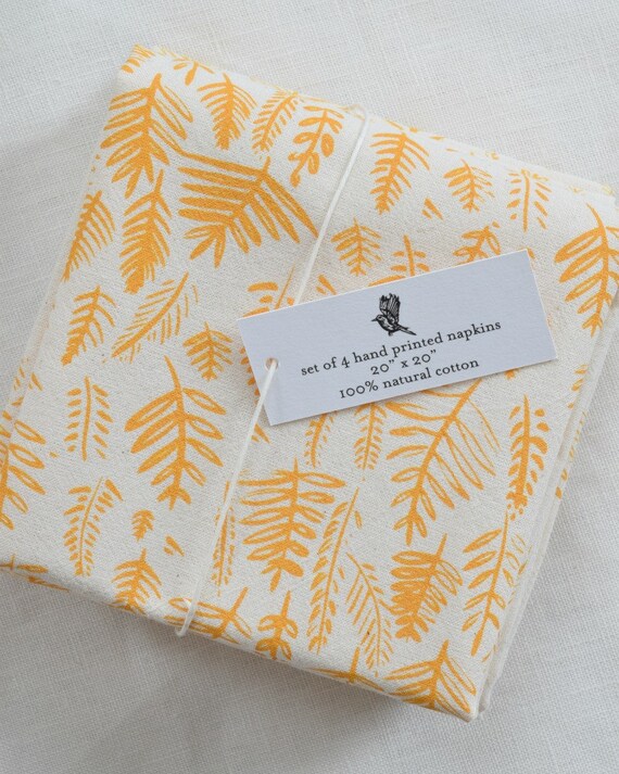 Cloth Napkins Set of 4 Organic Cotton Fan Palm Unpaper Towels