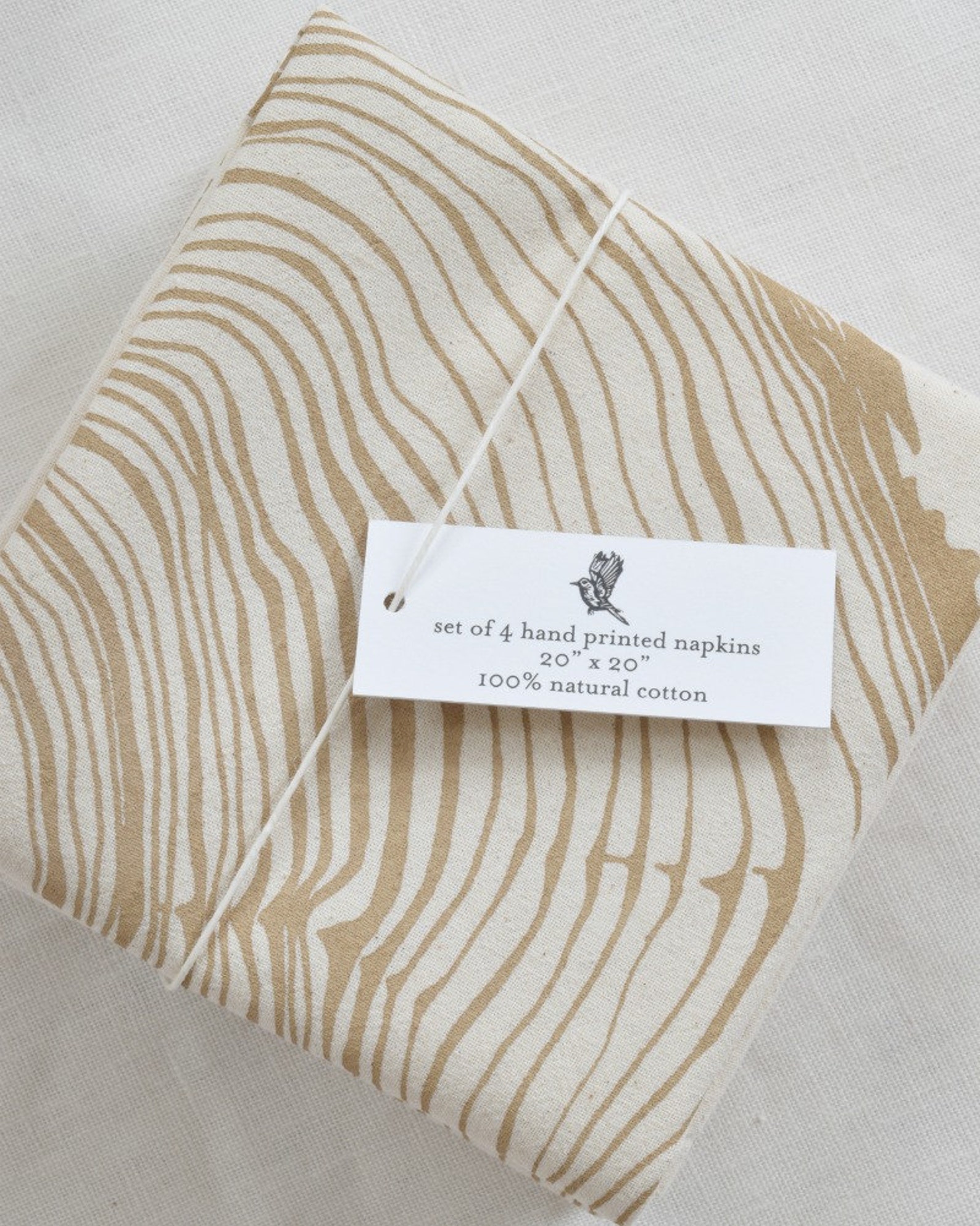 Tree Ring Napkins Set of 4 100% Organic Cotton Wood Slice Print Woodland Kitchen