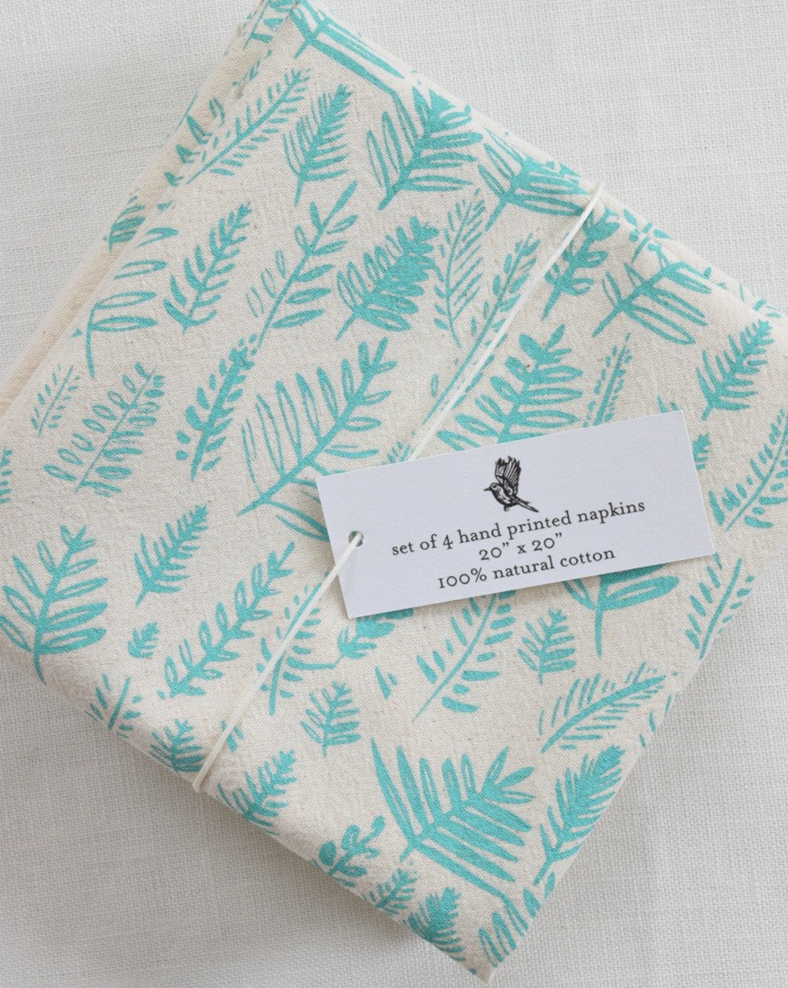 Cloth Napkins Organic Cotton Set of 4 Fern Print Etsy