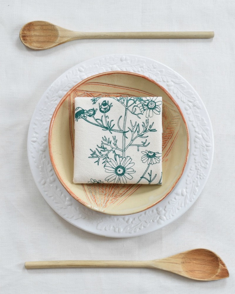 Cloth Napkins Organic Cotton Set of 4 Chamomile Print Etsy