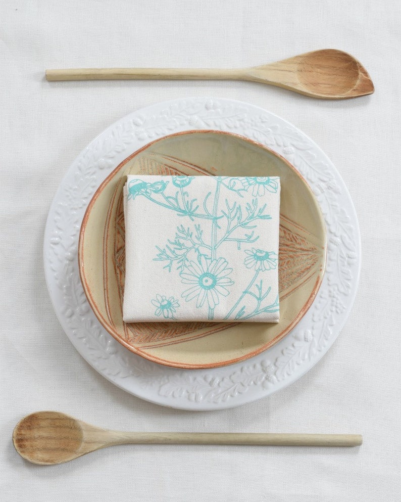 Cloth Napkins Organic Cotton Set of 4 Chamomile Print Etsy