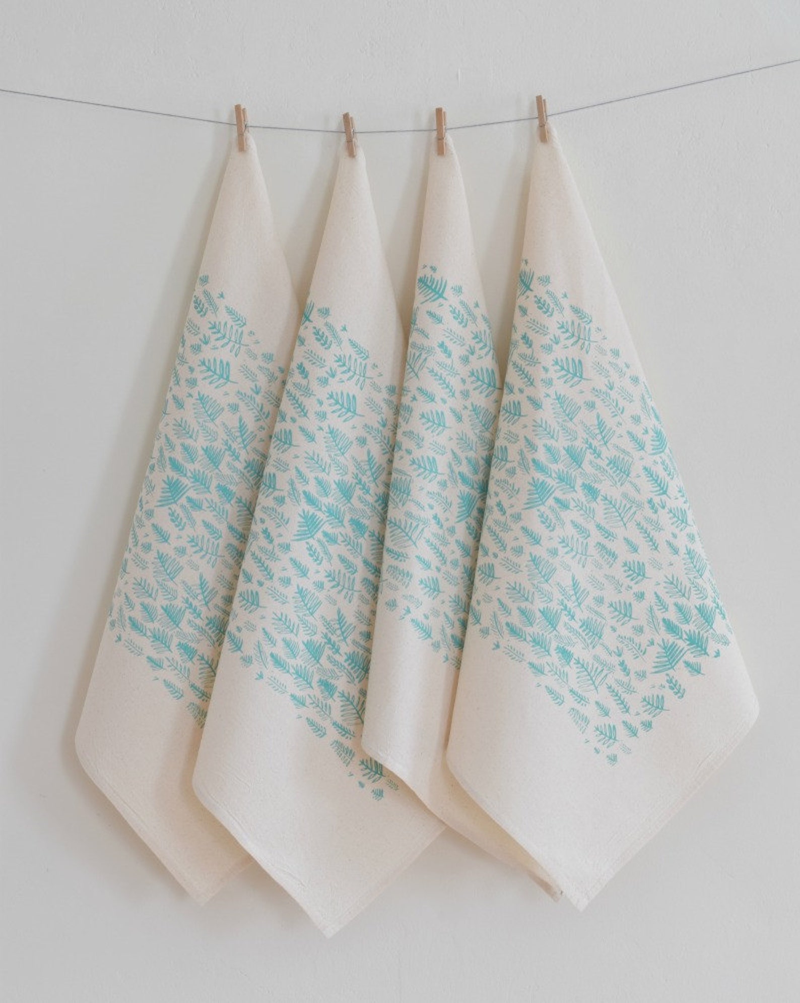 Cloth Napkins Organic Cotton Set of 4 Fern Print Etsy