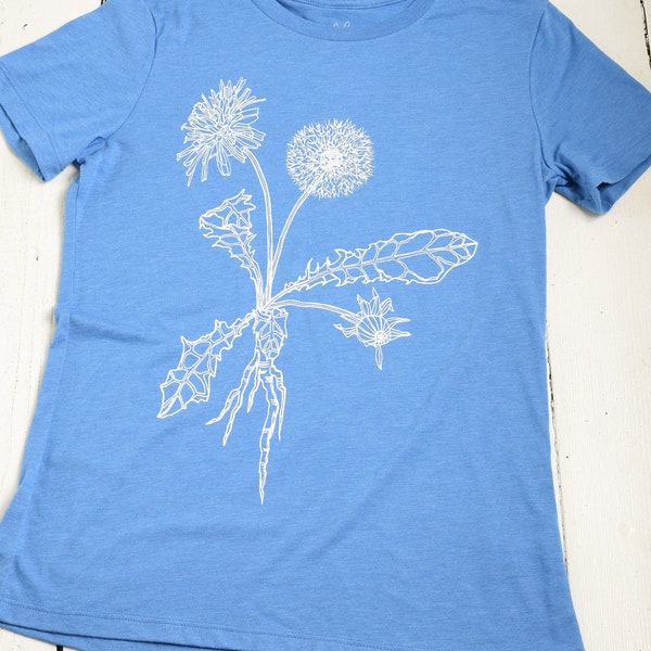 Women's Dandelion T Shirt - Organic and Recycled - Tri-Blend - Plant Shirt - Women's T-Shirts - Eco Fashion - Slow Fashion - Botanical Tee