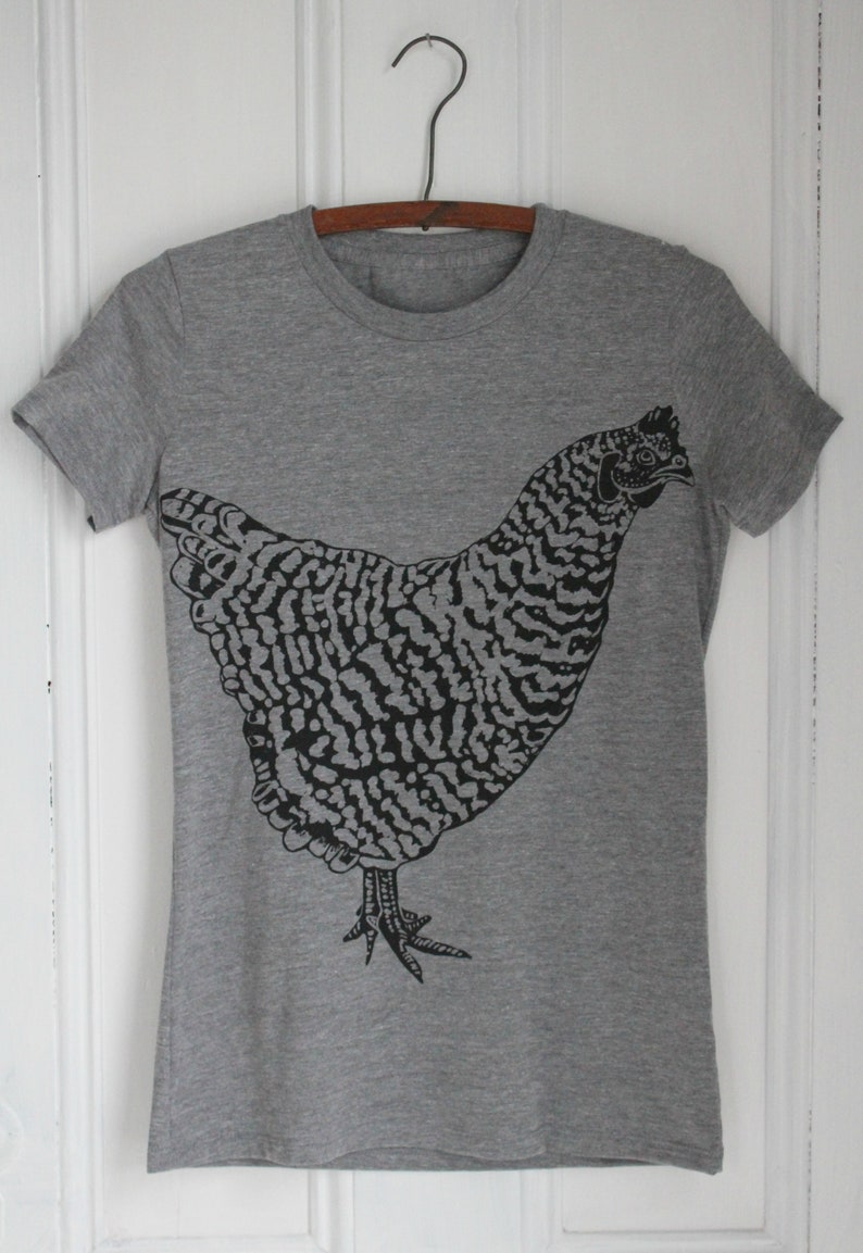 Womens Chicken T Shirt Organic Chicken Tee Tri-Blend Farm Animal Shirt Women's T-Shirts Recycled Threads Hen Tee Farmhouse image 1