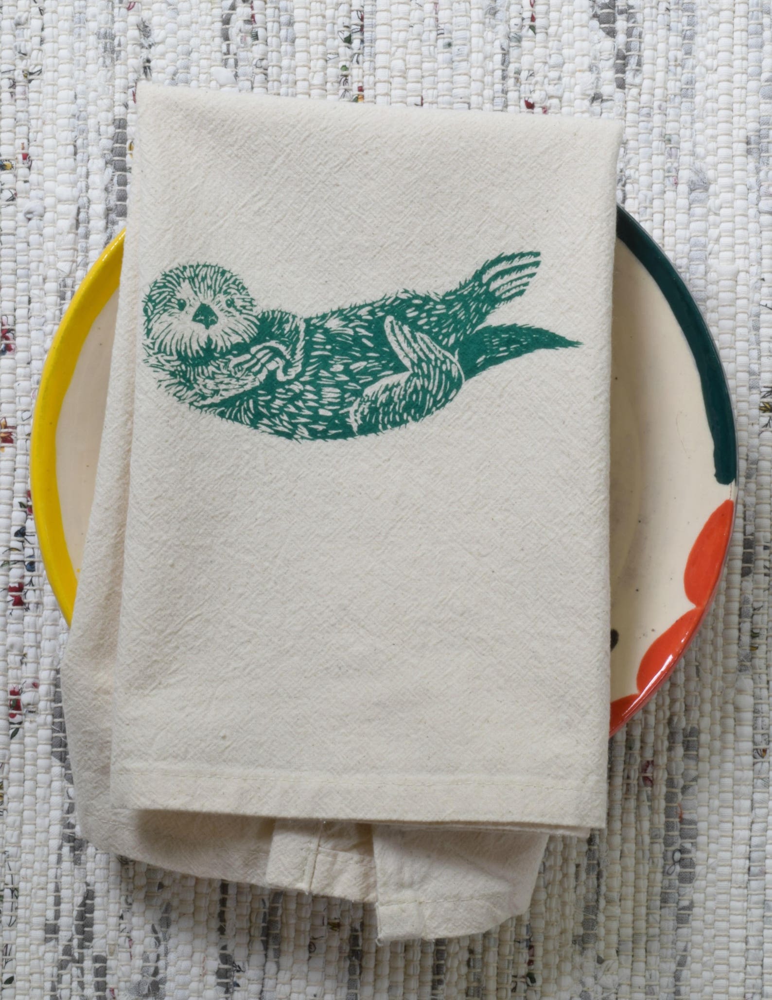 Otter Cloth Napkins Organic Cotton Set of 4 Animal Decor Etsy