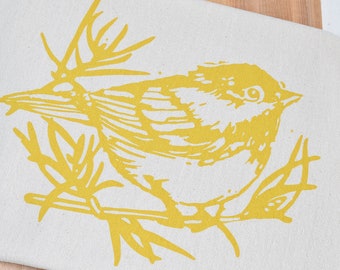 Chickadee Tea Towel - Organic Cotton - Maine Bird - Floursack Towel - Screen Printed - Eco Friendly - Kitchen Decor - Songbird Tea Towel