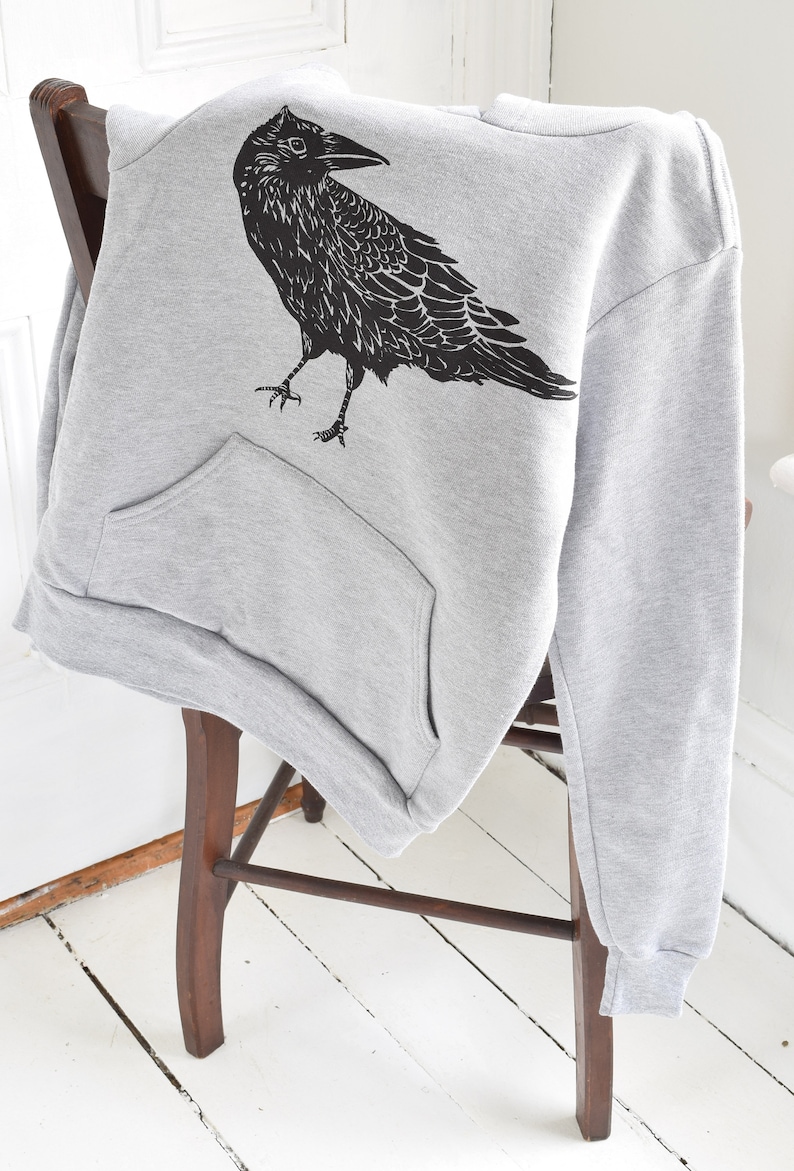 Kids Crow Hoodie Youth Sweatshirt Animal Print Kids Pullover Hoodie Unisex Bird Print Kid's Apparel image 4