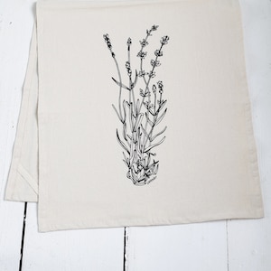 Lavender Tea Towel - Organic Cotton - Herb - Screen Printed - Unpaper Towel - Eco Friendly Kitchen Towels - Flour Sack Towel - Garden Print