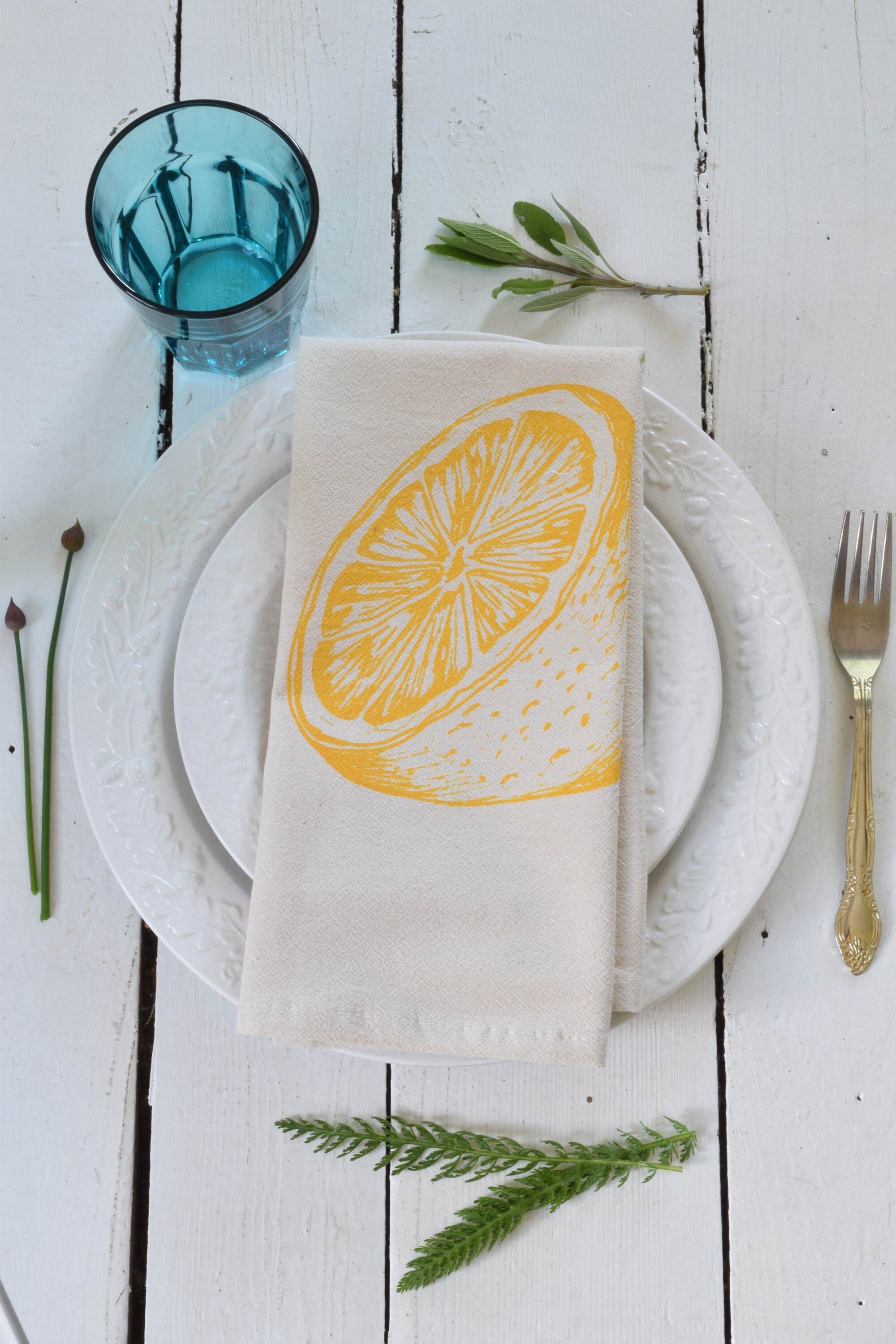 Citrus Napkins Lemons Set of 4 Organic Cotton Etsy