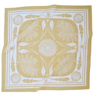 Dandelion Bandana - 100% Cotton - Handkerchief - Soft Yellow - Hand Screen Printed - Soft and Washable - Flower - Leaf - Dandy Kerchief