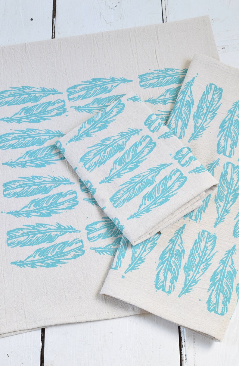 HearthandHarrow Block Feather Tea Towel - Thumbnail 3