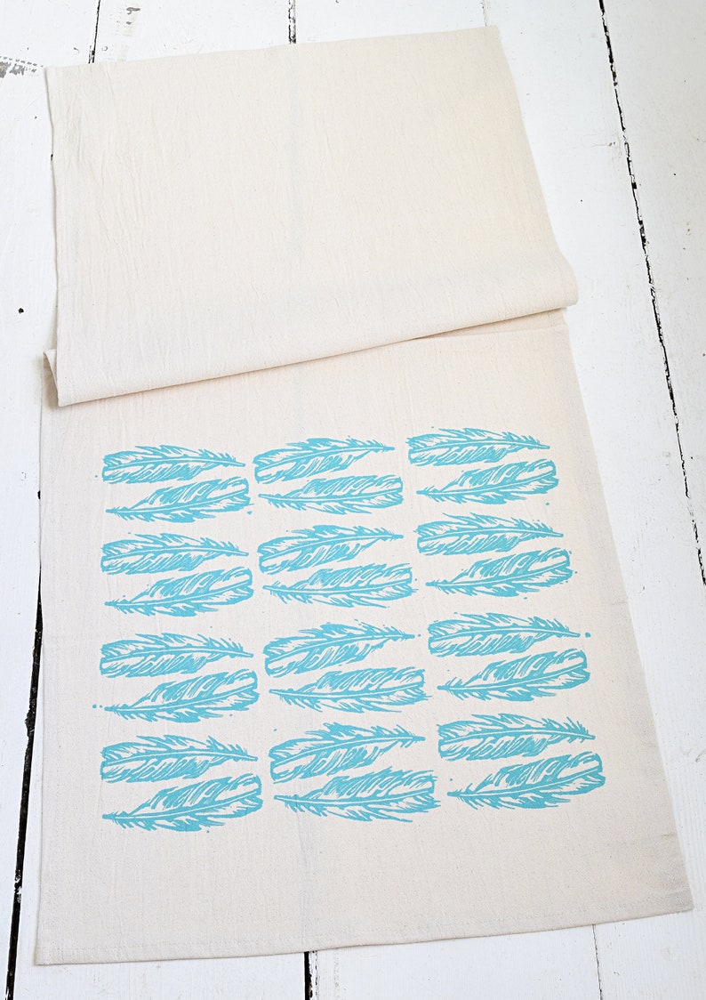 HearthandHarrow Block Feather Tea Towel - Thumbnail 4