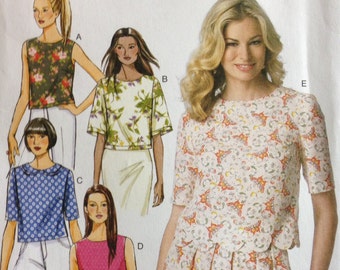 Butterick B6175 Haut carré sans manches 6175 sans manches avec ourlet festonné - Taille 14 16 18 20 22