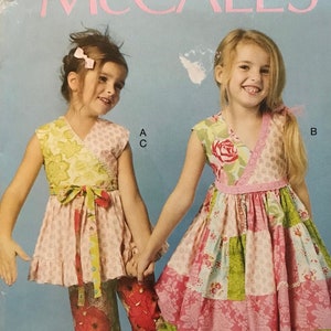 McCalls MP212 212 6497 Pattern UNCUT Girl's Patchwork Mix N Match Fabric Summer Dress or Raised Waist Top and Flamenco Pants Size 6 7 8 VA