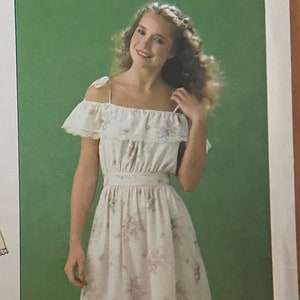 Simplicity 9015 Pattern 1970s Gunne Sax Sleeveless Summer Dress Ruffled Shoulder Trim Flared Knee Maxi Ruffled Size 10 UNCuT OR 8 CUT Ca TX