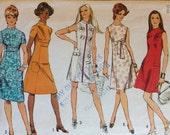 Simplicity 9148 Pattern - 1970s Princess Seam Dress, Empire Waist Stand Up or Jewel Collar - Size 14 Bust 36 CUT Complete