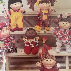 Butterick 3720 Pattern UNCUT 1990s Vintage Cabbage Patch Kids 10" 10.5" Doll Clothes Hat Dress Pantaloons Top Jumpsuit Vest Skirt Shoes