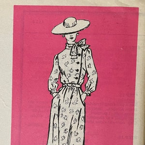 Mail Order Pattern 4514 UNCUT 1960s 1950s Vintage Long Sleeve Asymmetrical Button Front Dress Knee Length Pockets Size 20 Bust 42&quot;