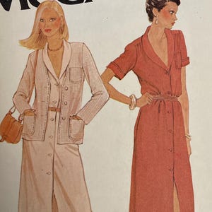 May include: McCall's sewing pattern envelope featuring illustrations of two women in dresses and suits. The envelope is white with black text, including the pattern number 6451 and size combinations. The price is $2.00.