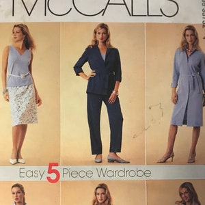 McCalls 3575 Pattern UNCUT Vintage 2000s Easy Wardrobe Pullover Tank Top Button Front Dress Shirt Pants Skirt Size 8 10 12 OR 12 14 16