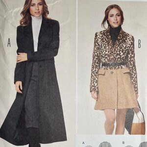 May include: A Burda Style sewing pattern, number 6845, featuring illustrations of a long coat and a jacket. The pattern includes sizes US 10-20 and instructions for advanced sewing. The cover displays images of the finished garments.