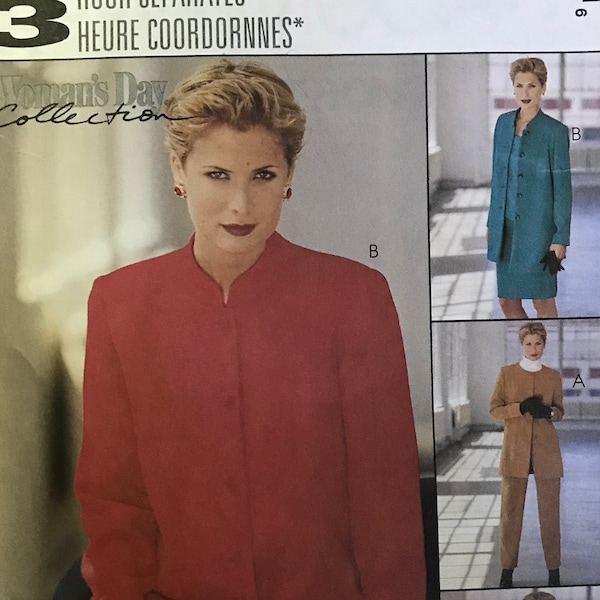 McCalls 9562 Pattern UNCUT 1990s 3 Hour Separates Womans Day Unlined Jacket Below Hip Above Knee Length Shell Top Pants Skirt Size 14 16 28