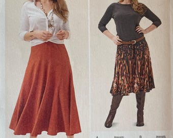Burda 6714 Pattern UNCUT Super Easy Style Flared Contour Waist Skirt Knee Midi Length Zipper Closure Semi Fitted Size 18-34
