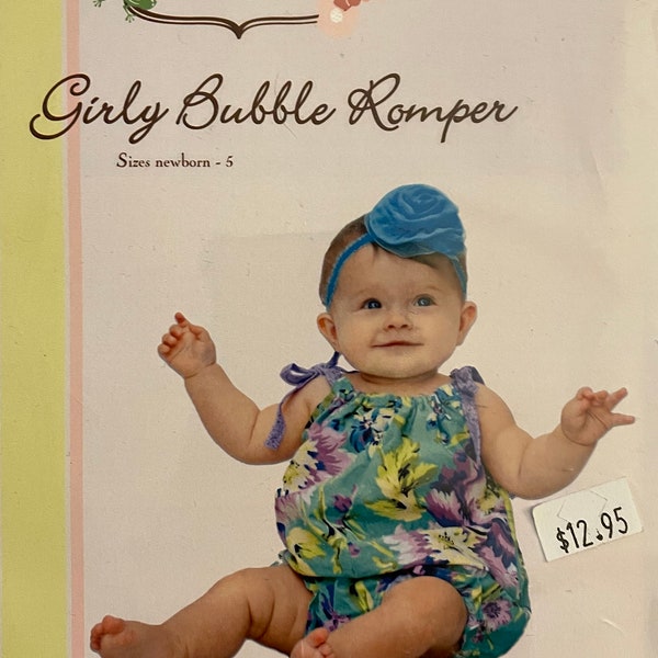 Little Lizard King Sewing Pattern UNCUT Girly Girl's Baby's Bubble Romper Size NB 0-3 3-6 6-12 12-18 Months 2 3 4 5 Toddler