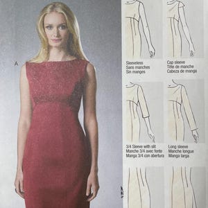 McCalls M6464 6464 Pattern UNCUT 2010s Palmer Pletsch Sleeveless Short Cap 3/4 Sleeve Raised Waist Dress Straight A-Line 8-16 CA 16-24 VA