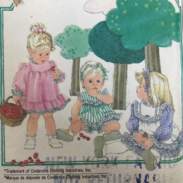 Simplicity 7987 Pattern UNCUT Vintage 1980s Cinderella Toddler Girl's Yoked Dress Ruffled Lacy Pinafore Sundress Bloomers - Size 3 Breast 22