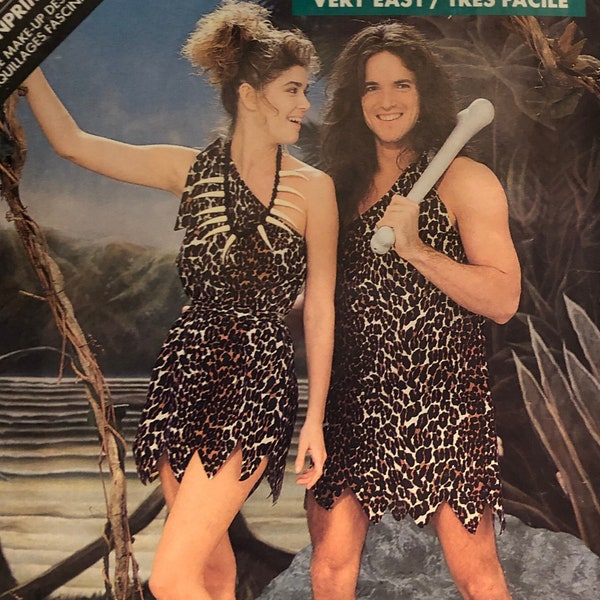 Butterick 5801 Pattern UNCUT 1980s Vintage Very Easy Adults Mans Woman Unisex Classic Caveman Cavewoman Cave Man Woman Costume Size XS S M L