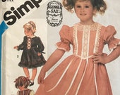 Simplicity 6511 Pattern CUT See Description 1980s Jessica McClintock for Gunne Sax Little Girl 39 s Short Puff Sleeve Dress Flared Size 5 MN