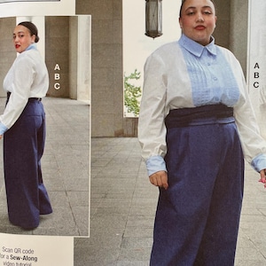 Know Me ME2104 2104 12219 Pattern UNCUT Mimi G Raven Maureen Button Down Shirt Contrast Yoke Pants Cummerbund 8-16 18-26
