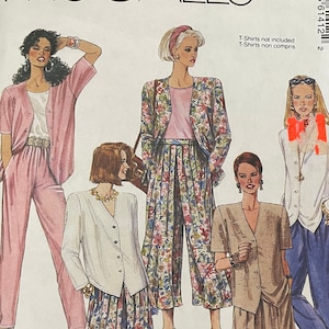 May include: A sewing pattern for women's clothing. The pattern includes four different styles of tops and bottoms. The pattern is called "Petite-Able" and is adjustable for petite women. The pattern is available in three sizes. The pattern is from McCall's.