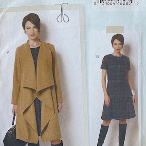 May include: A sewing pattern by Lisette, B6244, featuring two women's fashion designs. The pattern includes a coat and a dress. The pattern is size B5, which fits sizes 8-16. The Butterick logo is visible.