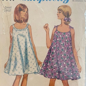 Simplicity 7141 Pattern CUT MISSING Strap 1960s Vintage Jiffy Easy Sleeveless Trapeze Tent Style Dress Knee Length Size Small 10 12 VA