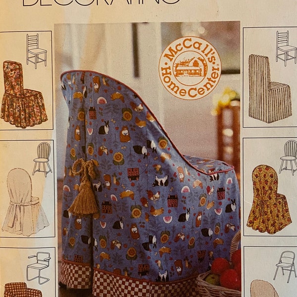 McCalls 8036 Pattern UNCUT 1990s Easy Home Decorating Fabric Chair Covers with Ruffles Tassel and Tie Options