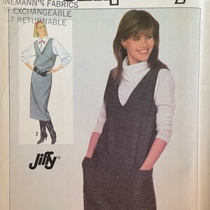 May include: Simplicity sewing pattern number 7591 for a sleeveless dress with pockets. The pattern is for sizes 6, 8, and 10, or European sizes 34, 36, and 38. The pattern is for a Jiffy project, which means it is a quick and easy sewing project.