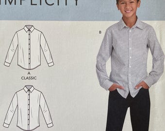 Simplicity S9056 9056 Pattern UNCUT Boy's Button Front Shirt