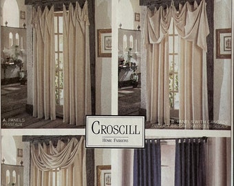 McCalls 8142 Pattern UNCUT 1990s Croscill Home Fahions Window Treatments Panels Loop or Tab Top and Valances Full Length Draped Swags