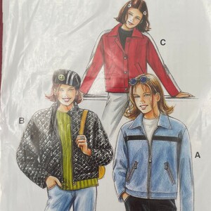 May include: A sewing pattern for a jacket, with three different styles shown. The pattern is for sizes 140-170/10-15 and is labelled "neue mode *STIL* 55411".