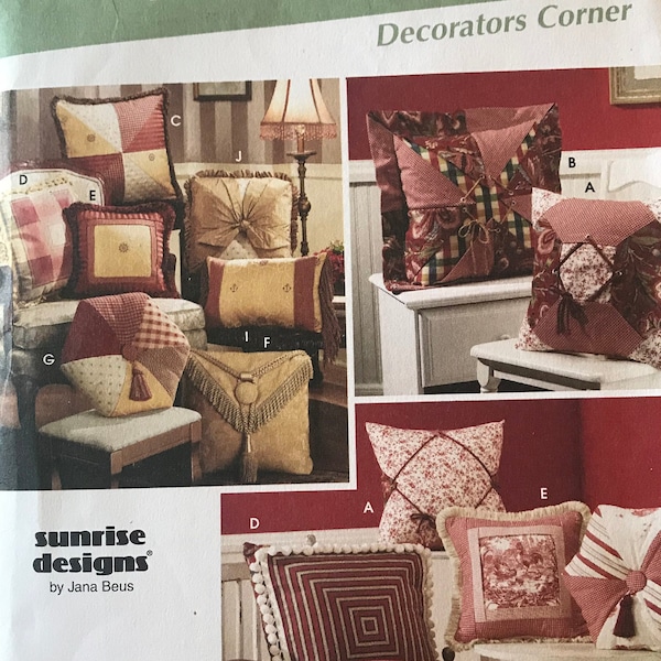 Simplicity 5605 Pattern UNCUT Great Pillows Decorators Coner Sunrise Designs Conso Contrast Quilt Throw Pillow Covers and Pillows IL
