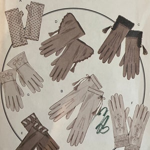 May include: A sewing pattern for making gloves. The pattern includes instructions for making seven different styles of gloves, including fingerless gloves, long gloves, and short gloves. The pattern is from Butterick and is numbered B5370/OSZ.