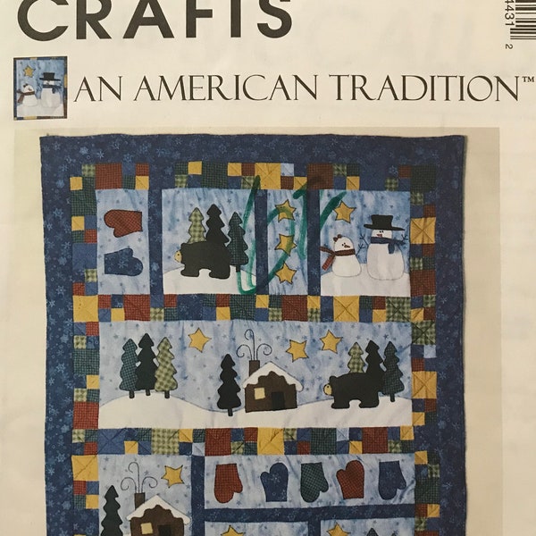 McCalls Crafts 2443 An American Tradition Winter Theme Quilt (22x75"), Mantle Cover, 16" Square Pillows and 22" Stockings UNCUT