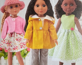 Patrón Simplicity S9378 9378 SIN CORTAR Ropa para Muñeca de 14" de Alto Conjunto de Armario Chaqueta con Capucha Top Pantalones Cárdigan Vestido Ajustado acampanado hasta la Rodilla Midi