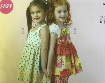 McCalls M6877 6877 Pattern UNCUT Easy Little Girl's Sleeveless Lacy Short Sleeve Top Self Ruffle Lace Trim Pull On Bottoms Size 2-5 6-8 VA