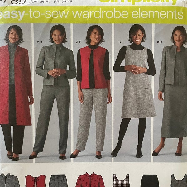 Simplicity 4789 Pattern UNCUT Easy In K Designs Separates Jacket, Vest, Duster, Dress or Jumper, and Pants Uncut Size 10 12 14 16 18